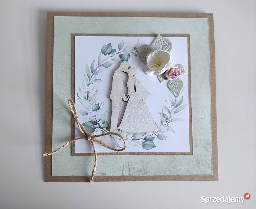 Kartka ręcznie robiona na Ślub handmade Łódź