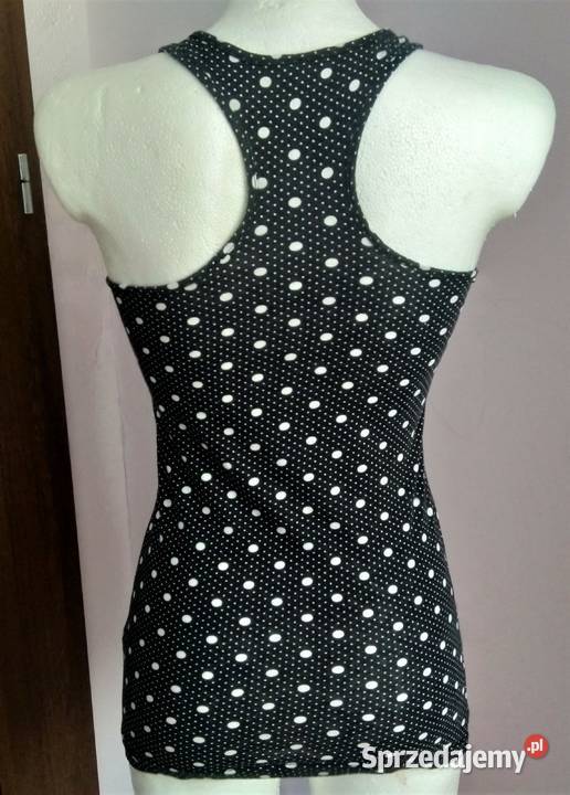Czarna bluzka długa bokserka w białe kropki Krosno sprzedam