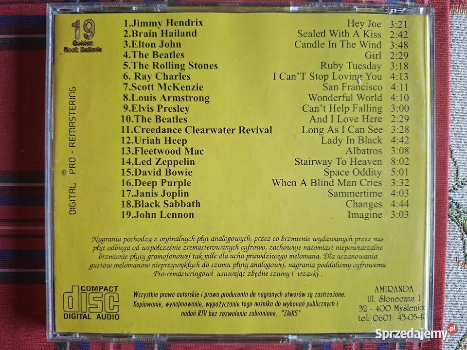 19 Golden Rock Ballads 10CD małopolskie Kraków