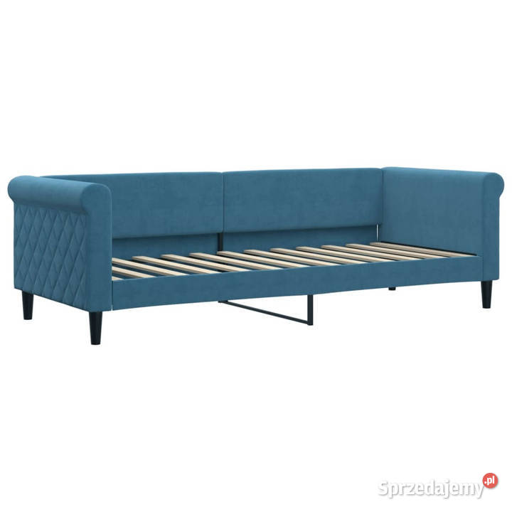 Sofa z materacem do spania niebieska aksamit Warszawa