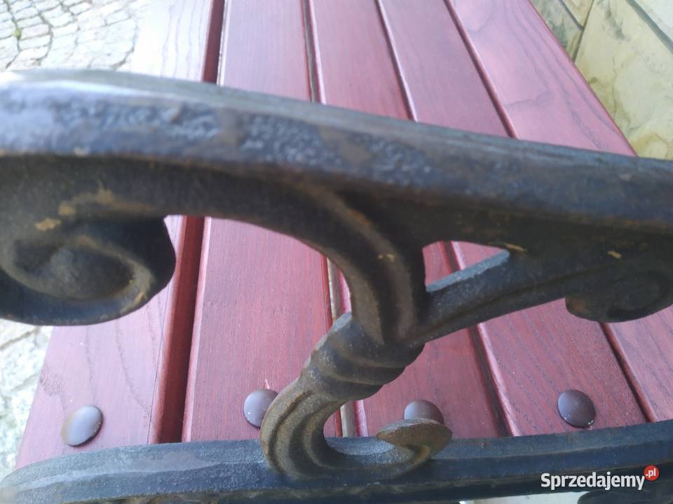 Ławka ogrodowa żeliwna odnowiona naturalna Limanowa