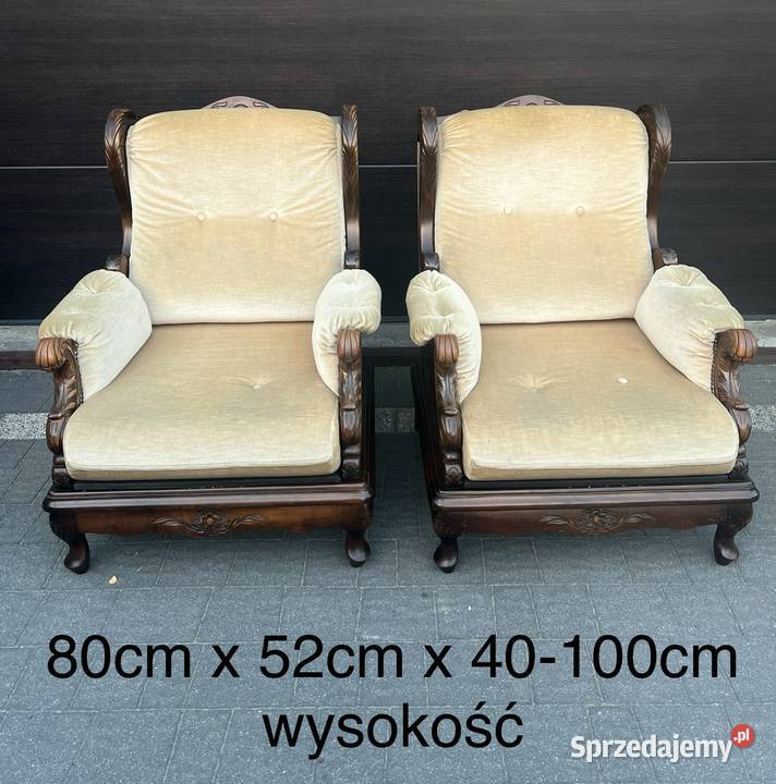 Solidne wygodne pięknie rzeźbione fotele Fotele mazowieckie Ostrów Mazowiecka sprzedam