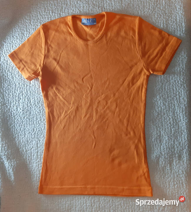 Pomarańczowa koszulka z bawełny Tshirt Vneck Warszawa