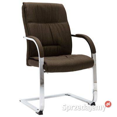 vidaXL Krzesło biurowe, wspornikowe, brązowe, tkanina