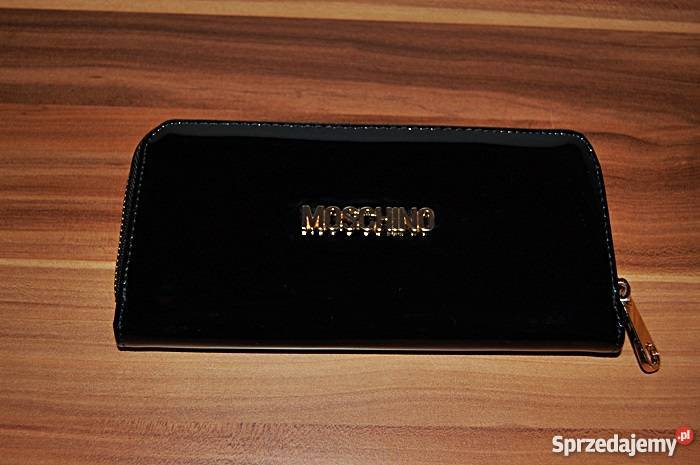 Czarny portfel lakierowany Moschino gold Szamotuły