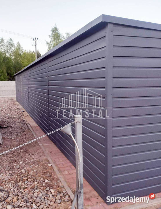GARAŻ BLASZANY 15m x 6m spad tył Brama drzwi Chodzież