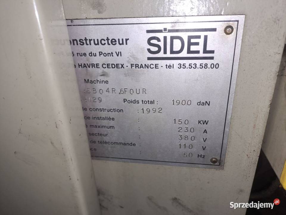 Dmucharka wydmuchiwarka SIDEL SBO 4 4000 BPH Biznes i Przemysł Stary Sącz
