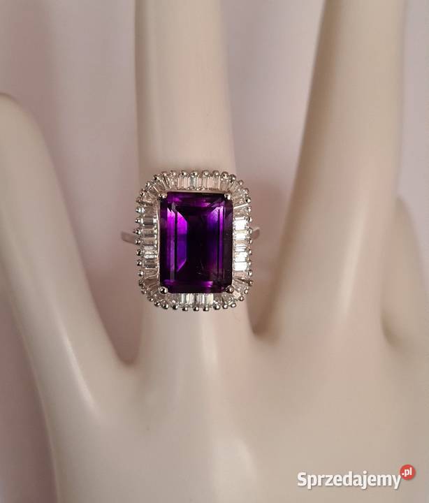 Pierścionek srebro 925 rodowane ametyst srebro Otwock sprzedam