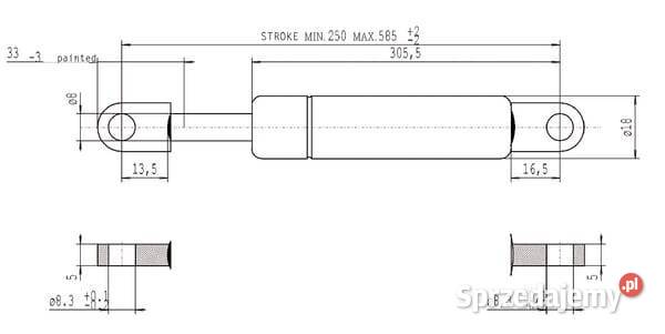 Sprężyna gazowa L585 mm 500N Stabilus CA084786 małopolskie