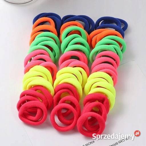 Zestaw neonowych gumek do włosów 50 sztuk mazowieckie Płock