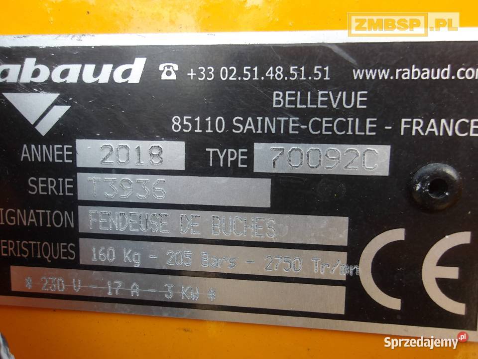 Łuparka hydrauliczna do drewna RABAUD F13 LOISIR Pleszew sprzedam