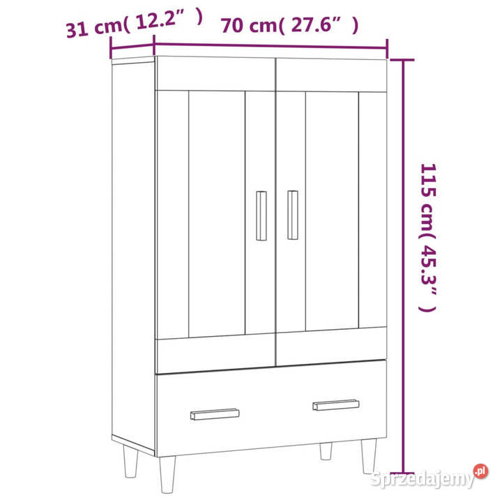 Wysoka szafka szarość betonu 70x31x115 WM812568 Warszawa