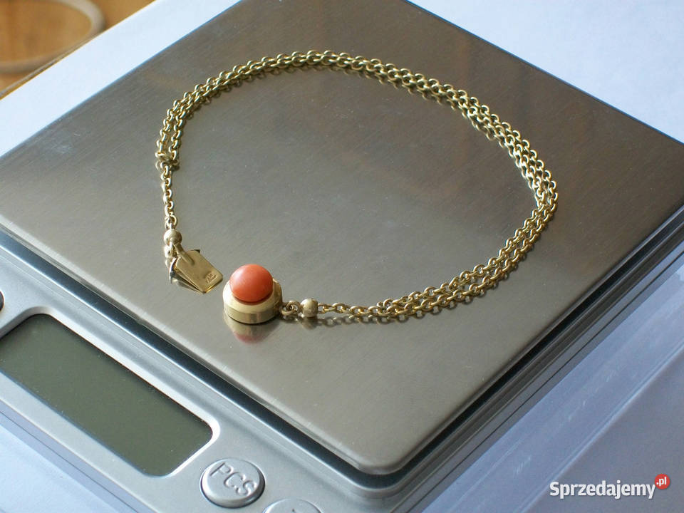 Bransoletka Złota z Koralem opolskie Brzeg