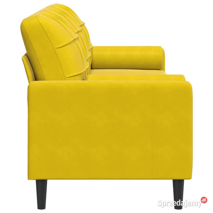3osobowa sofa z poduszkami żółta 210 aksamit Warszawa sprzedam