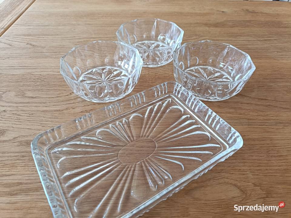 Piękne szkło PRL półmisek i salaterki Warszawa