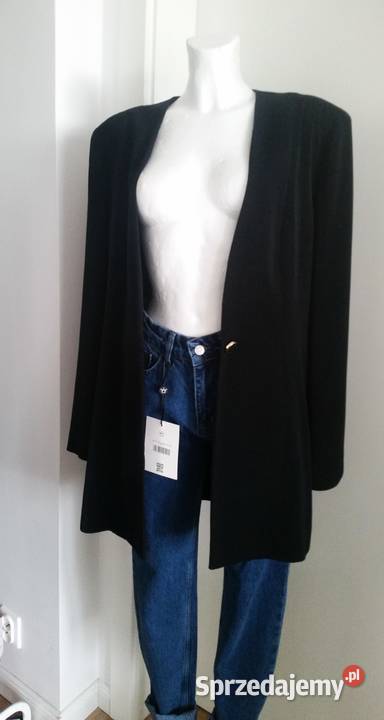 Czarna przedłużana marynarka klasyka vintage Warszawa