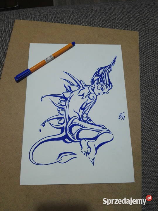Rysunek kobieca kreatura cienkopis A4 200gm2 Warszawa sprzedam