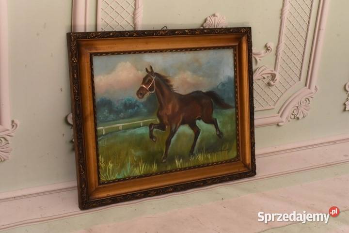 Jerzy Kossak Galopujący Koń Arabski Obraz Pastel małopolskie Kraków