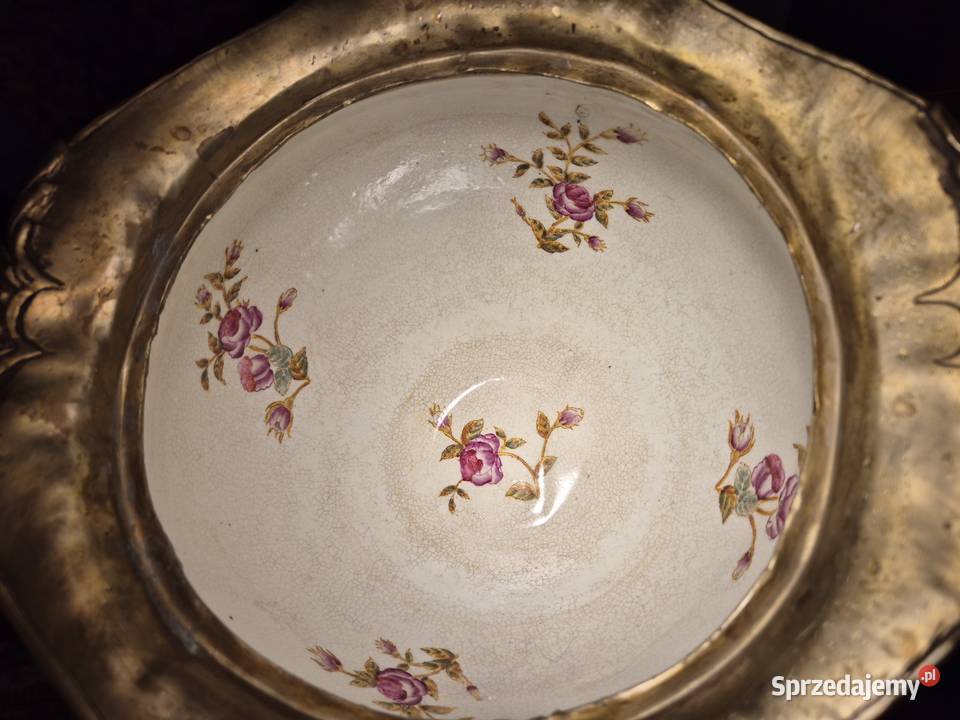 Waza porcelanowa z różami przepiękne okucie Wrocław