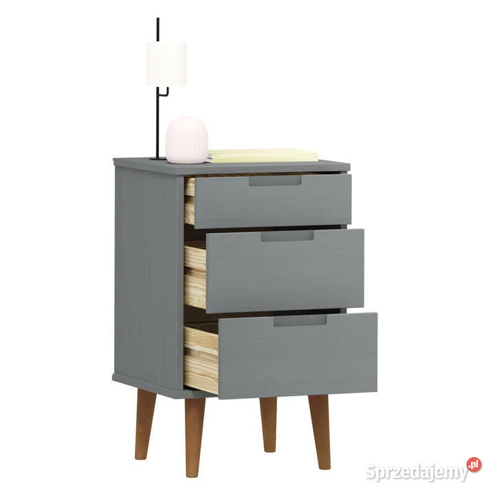 Szafka nocna MOLDE szara 40x35x65 lite drewno Meble Warszawa