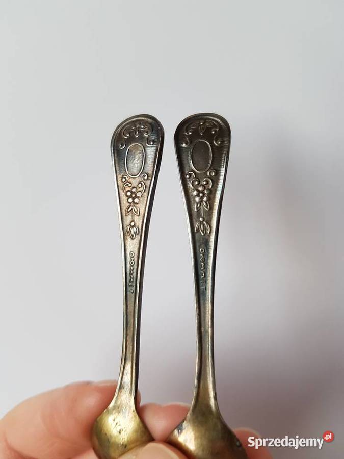 Dwie stare sygnowane solniczki z łyżeczkami ZSRR śląskie Dąbrowa Górnicza sprzedam