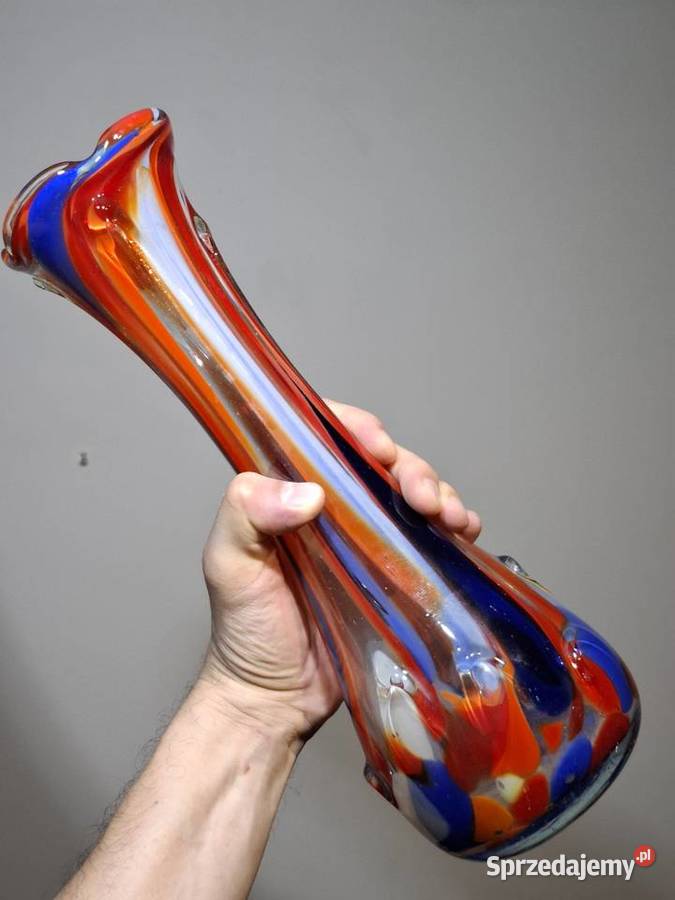 Szklany wazon flakon szkło barwione retro Kraków