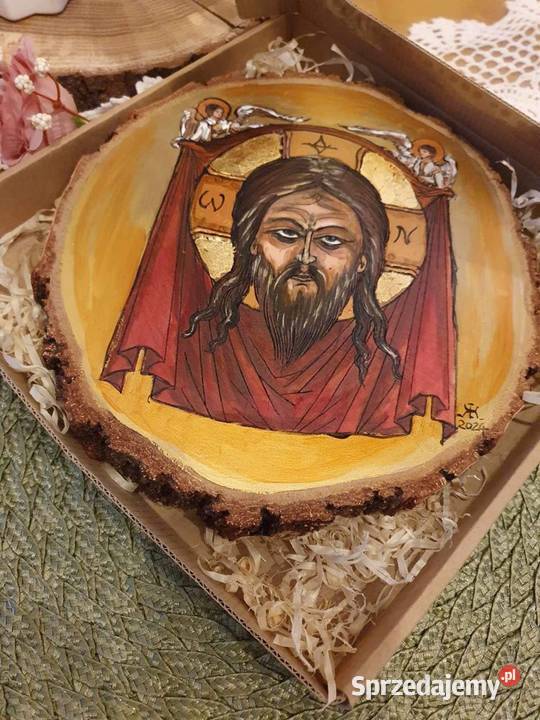 Obraz ręcznie malowany wzór ikony Mandylion Strzyżów