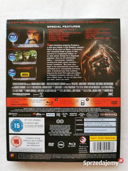Predators Bluray DVD En 2010 Triple Play Edition