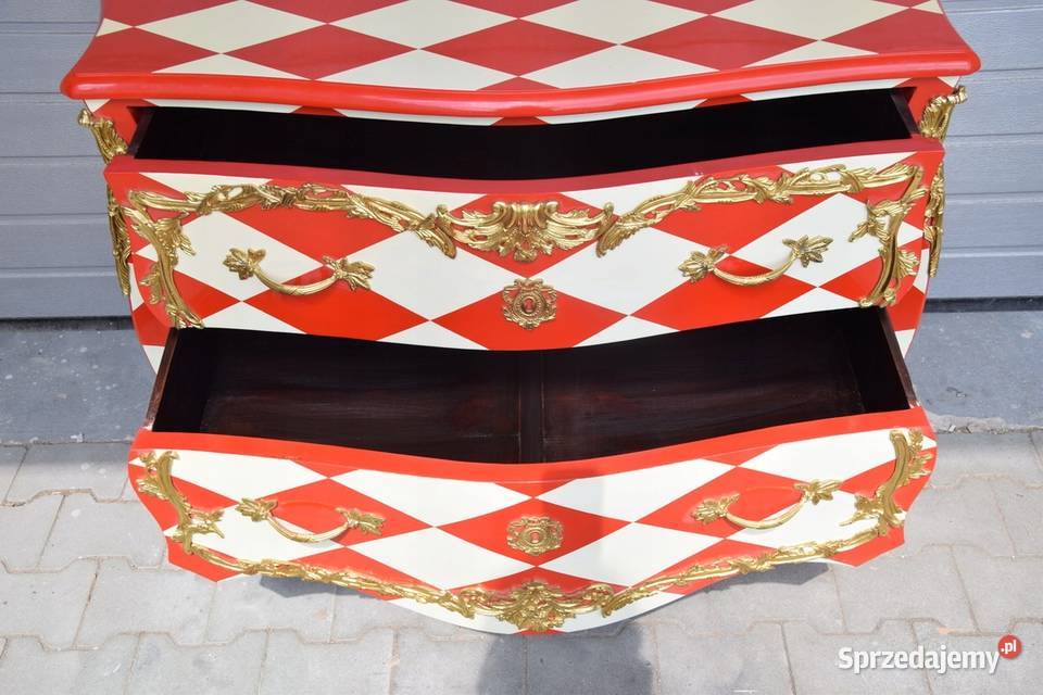 Królewska Czerwono Kremowa Komoda Vintage Szafa małopolskie Kraków