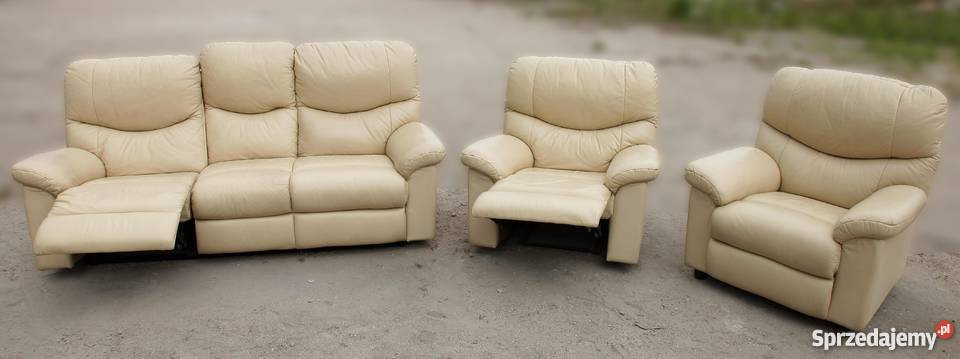 Zestaw wypoczynkowy relax skóra naturalna Łobez