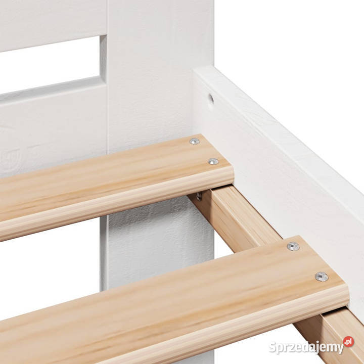 Rama łóżka bez materaca biała lite drewno 53cm