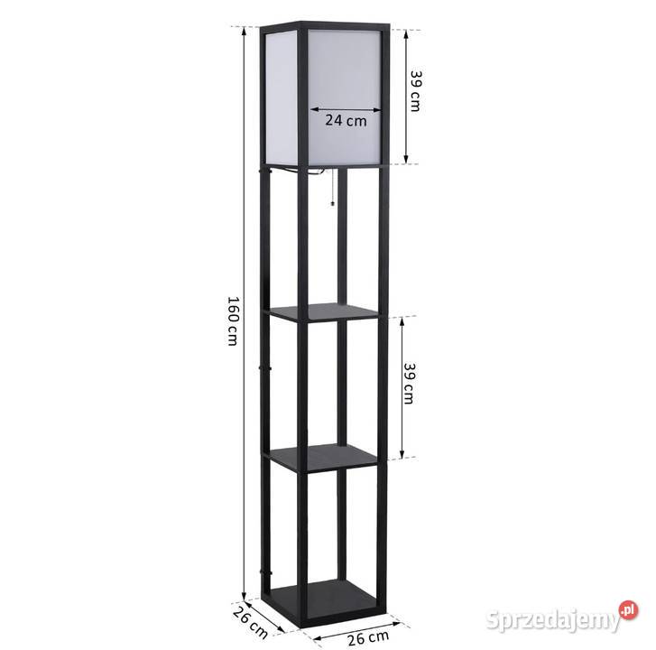 Lampa stojąca z półkami drewno czarne Pozostałe Bochnia sprzedam