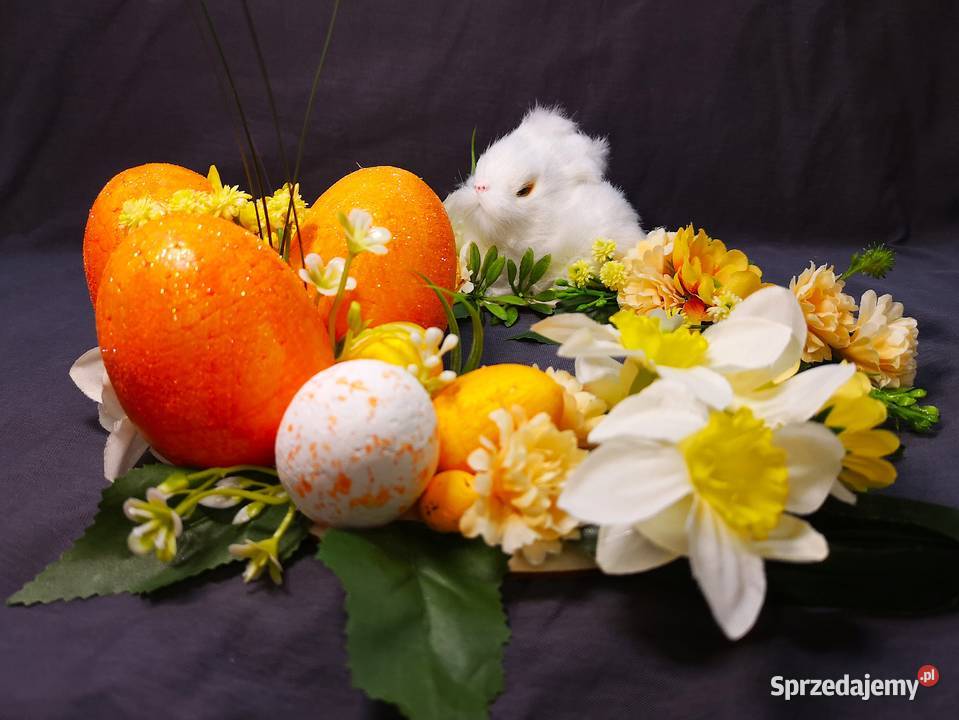 Stroik wielkanocny puszysty królik i kompozycja Kielce