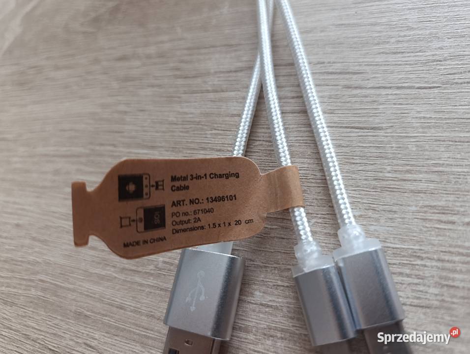 Kabel do ładowania 3w1 z kółkiem na klucze Kwidzyn