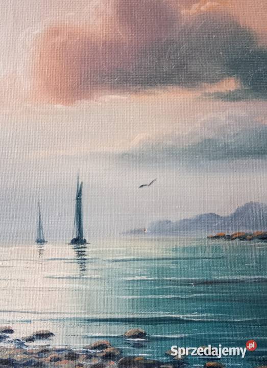 Obraz olejny na płótnie sygnowany Zatoka w mazowieckie Warszawa