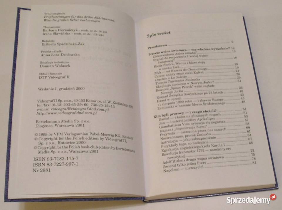 PROROCTWA NA TRZECIE TYSIĄCLECIE KURT ALLGEIER Rok wydania 2000 Łódź sprzedam