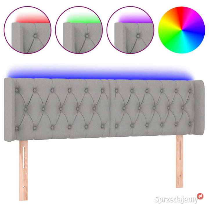 Zagłówek do łóżka z LED jasnoszary 163x16x7888 Ramy i stelaże Warszawa sprzedam
