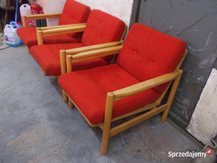 Stare fotele drewniane PRL Bauhaus Bielsko-Biała