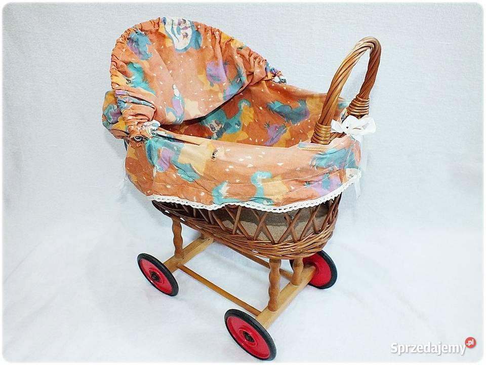 Stary Wózek wiklinowy lalek z lat 70 Idealny do Antyki, Sztuka, Kolekcje Żary