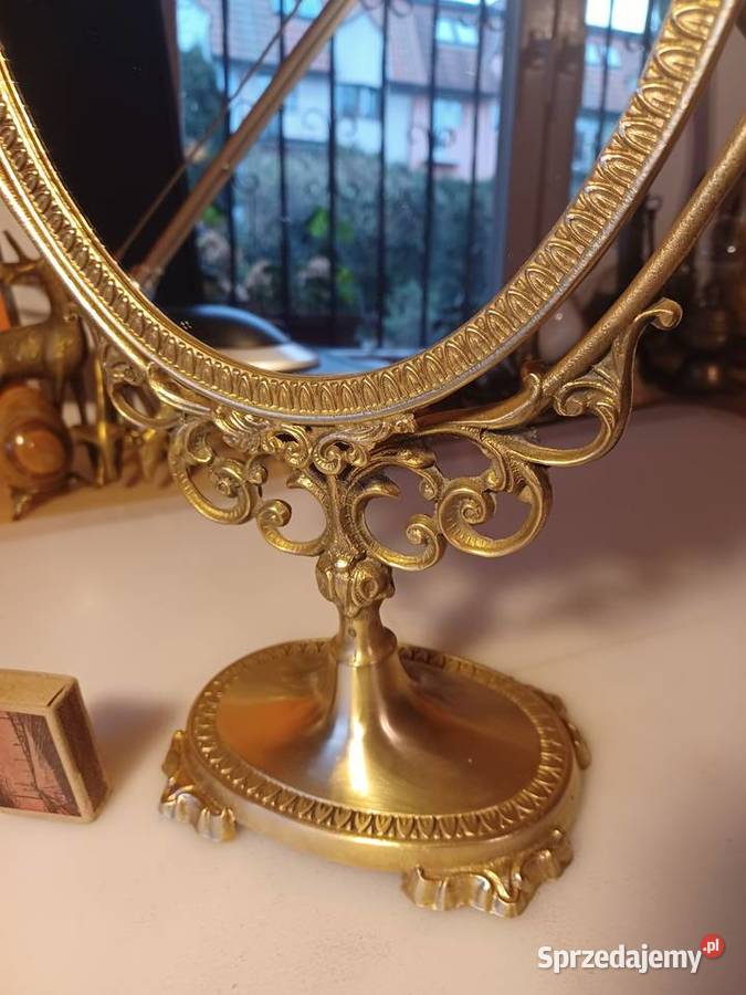Piękne stare lustro toaletkowe Mosiądz Poznań