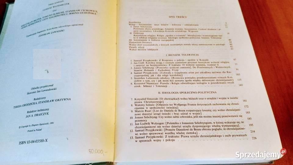 Myśl ariańska w Polsce XVII wieku antologia Gdańsk