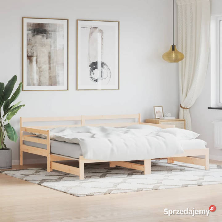 Łóżko dzienne rozsuwane lite drewno sosnowe 69cm Łóżka