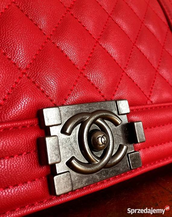 TOREBKA CHANEL BOY RED TOREBKA CC PIKOWANA