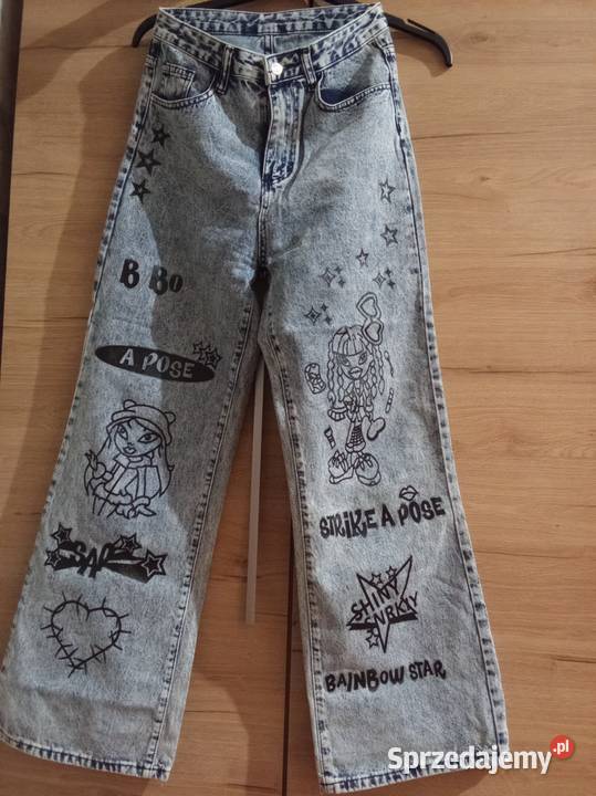 Spodnie z nadrukiem Shein niebieski Wrocław