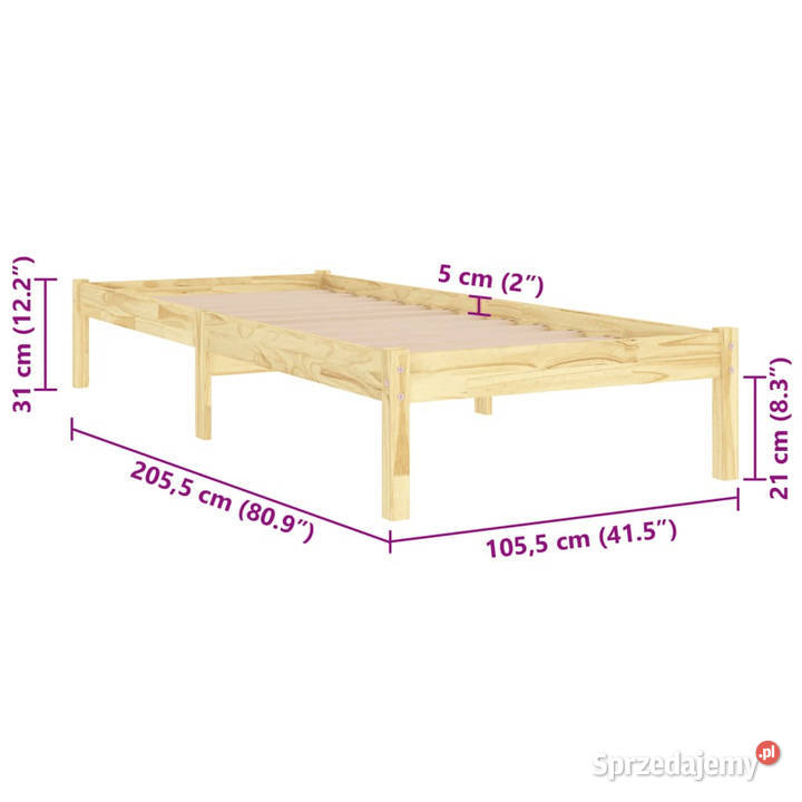 Rama łóżka lite drewno sosnowe 100x200 WM810007 mazowieckie Warszawa
