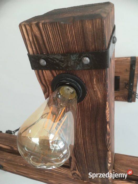 Drewniana lampa wisząca żyrandol RETRO Bytów