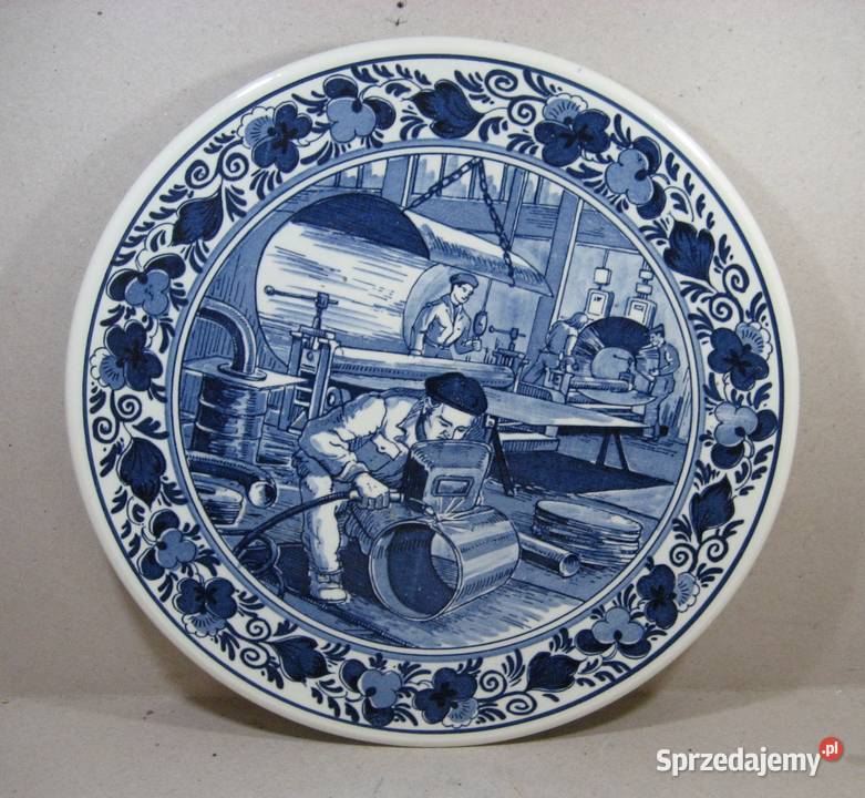 Talerz Ozdobny Blue Delfts Socrealizm mazowieckie Warszawa