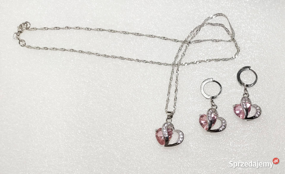 Komplet biżuterii pr925 Różowe Serce Łódź