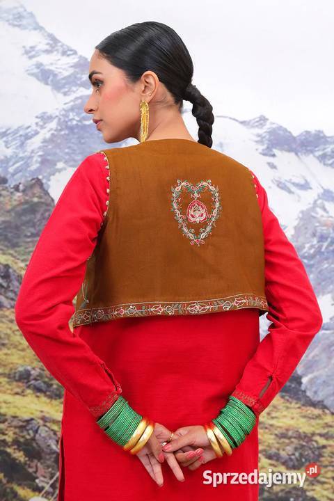 Brązowa kamizelka bolerko gorset S 36 etno folk Szczecin