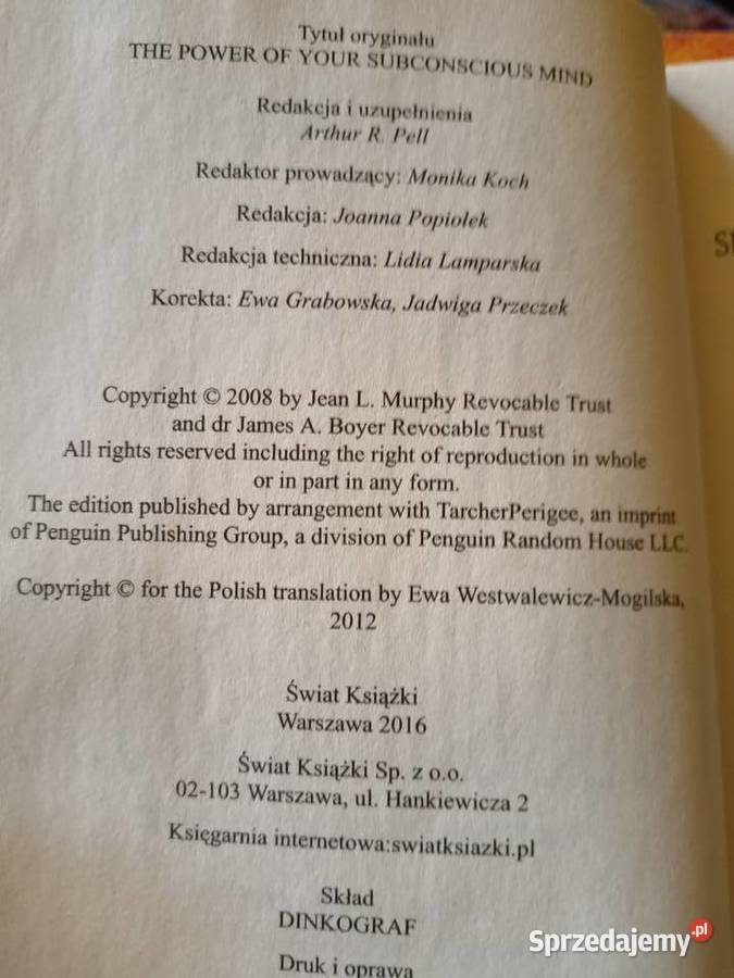 Potęga podświadomości książki Warszawa